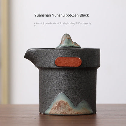 Japanese-Style Hand-Painted Black Porcelain Stoneware Teapot