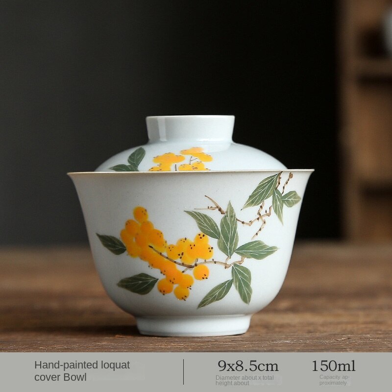 Underglaze Hand Painted Loquat Gaiwan