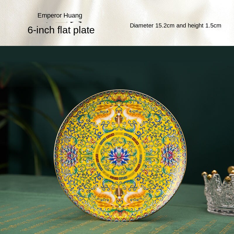 Court Style Enamel Bone China Golden Edge Tableware