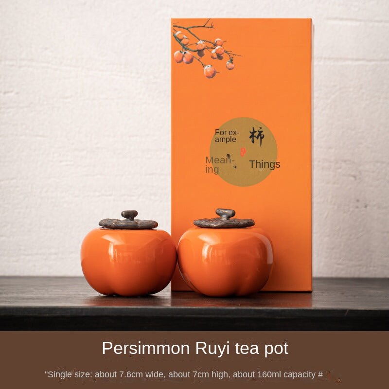 Persimmon Ceramic Sealed Mini Tea Pot