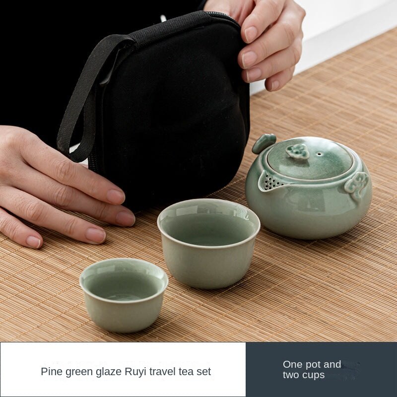 Loose blue glaze Ruyi Travel Tea Set