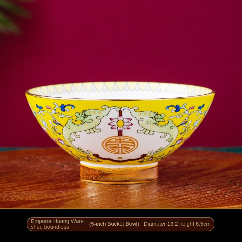 Auspicious Enamel Color Noble Bone China Bowl