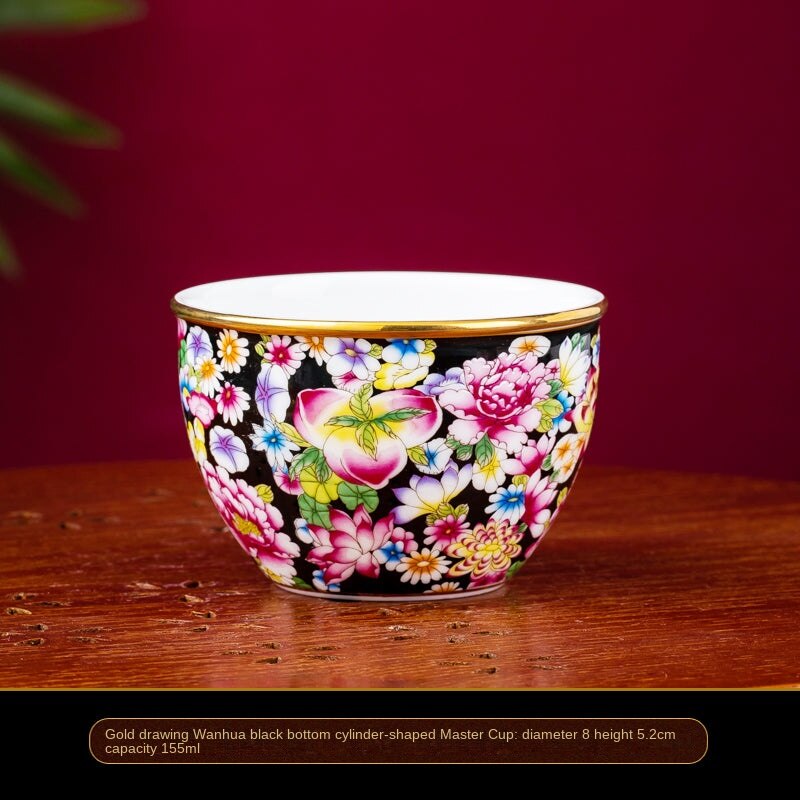 Gold Painted Flowers Enamel Color Noble Bone China Cup