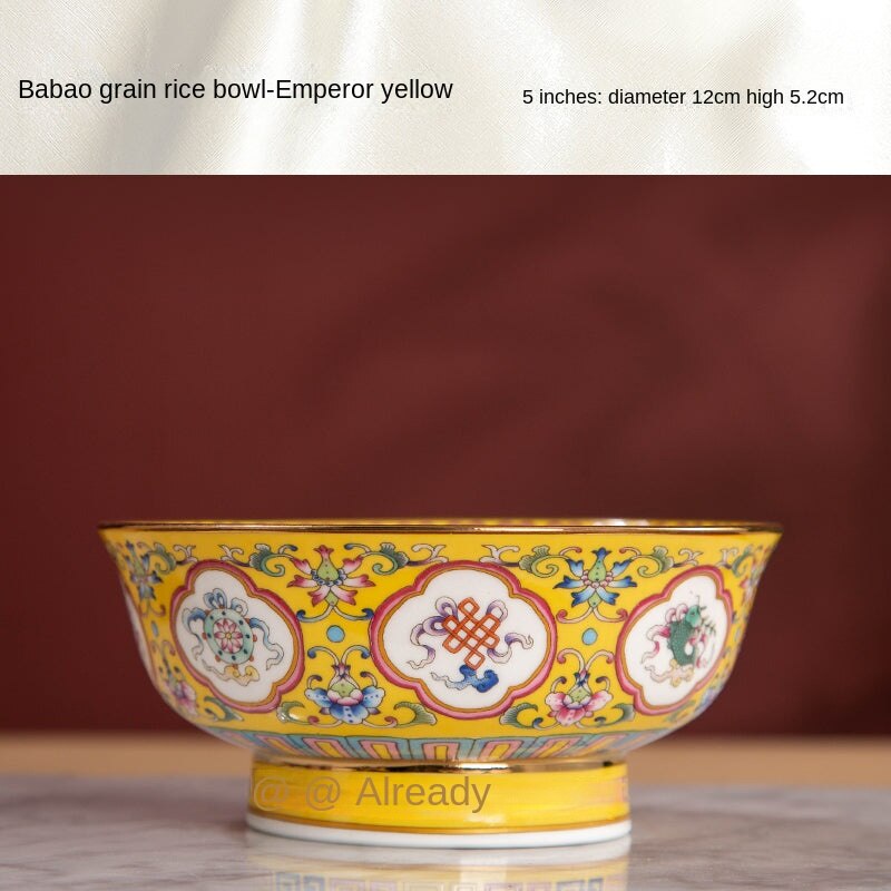 Eight Treasures Enamel Colored  Anti-Scald Small Soup Bowl