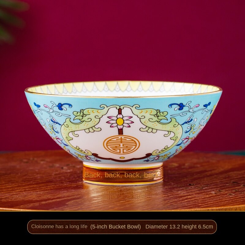 Auspicious Enamel Color Noble Bone China Bowl