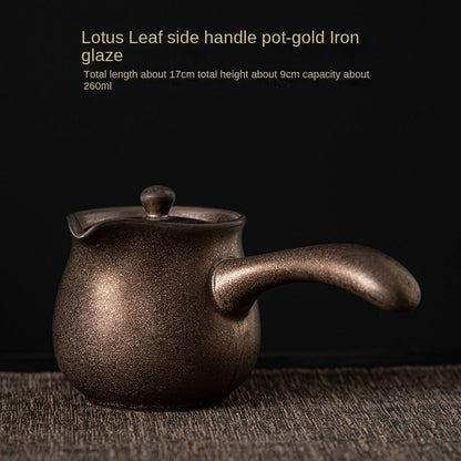 Japanese Style Gilding Iron Glaze Side Handle Teapot