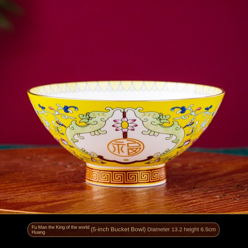 Auspicious Enamel Color Noble Bone China Bowl