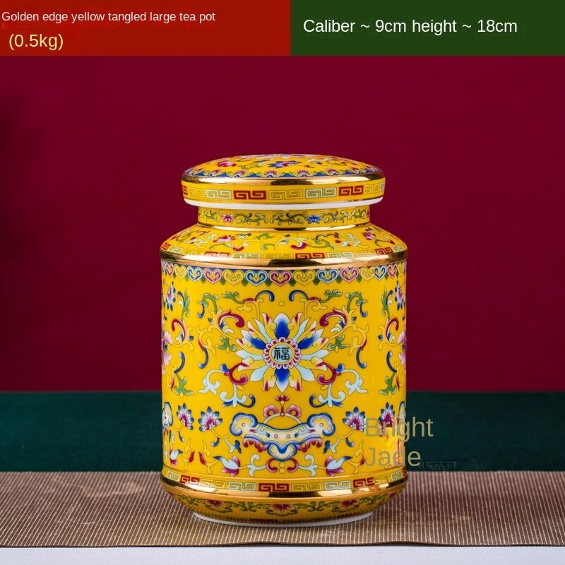 Enamel Color Noble Bone China Storage Jar