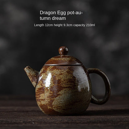 Japanese Style Handmade Stoneware Shadow White Dragon Teapot