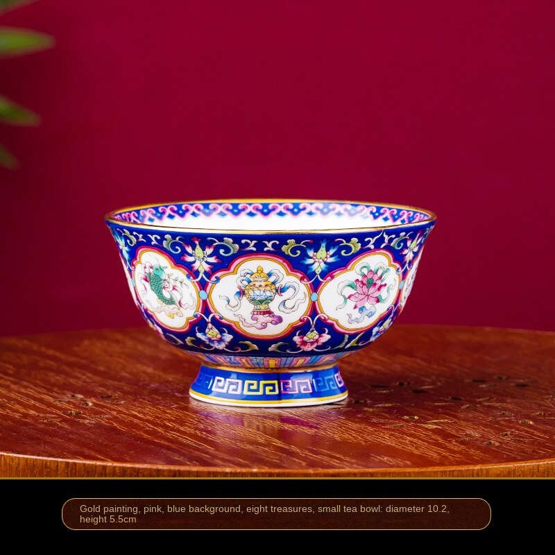 4 inches Gold Painted Enamel Color Bone China Bowl