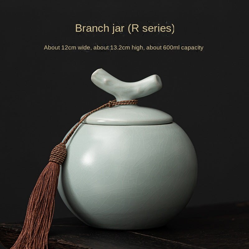 Ru Ware Zen Wing Cracked Glaze Design Tea Jar