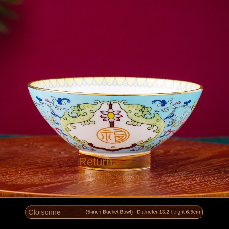 Auspicious Enamel Color Noble Bone China Bowl