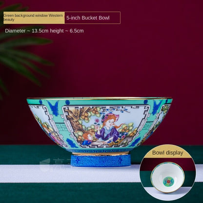 5-Inches Enamel Color Noble Bone China Bowl