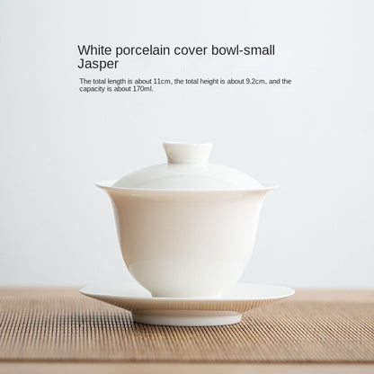 Sheep Fat Jade White Porcelain Ceramic Gaiwan
