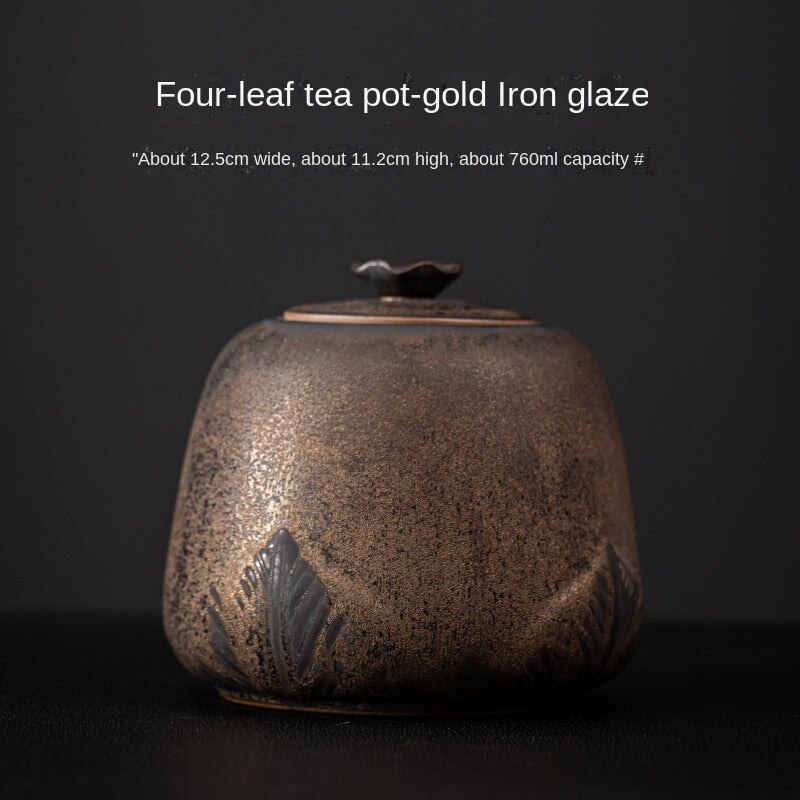 Gilding Iron Glaze Large Sealed Tea Jar