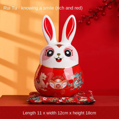 Rabbit Zodiac Rabbit Large Cute Saving Piggy Bank Ceramic Creative Mascot Doll Decoration Hand Gift