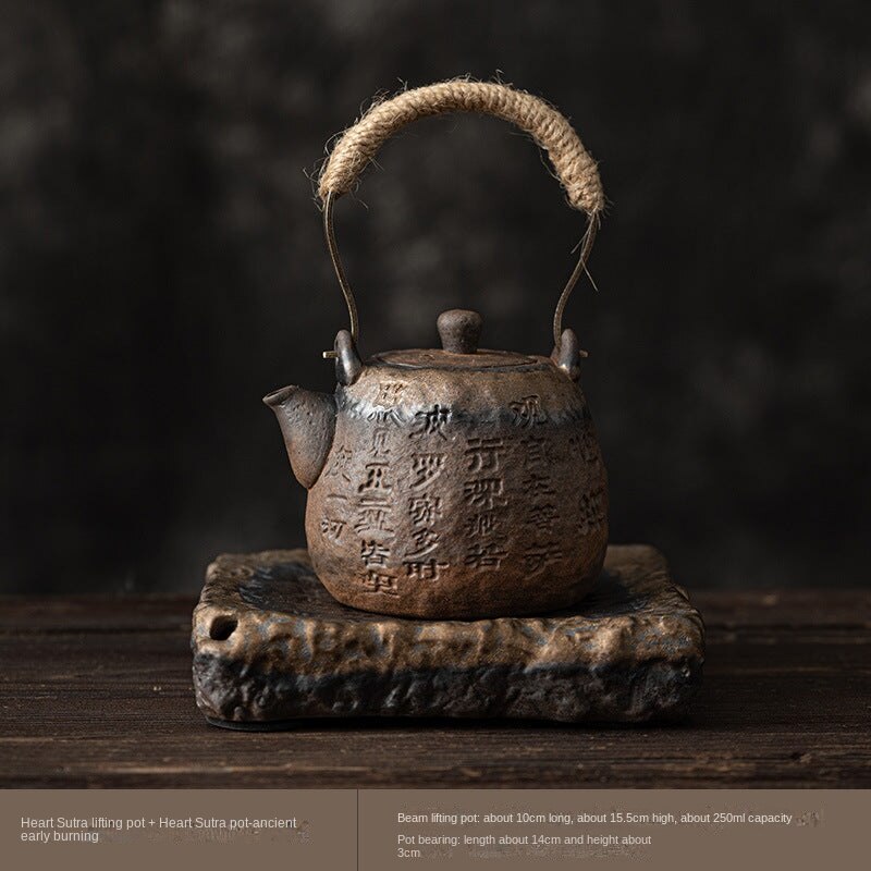Japanese Style Stoneware Gold Beam Teapot