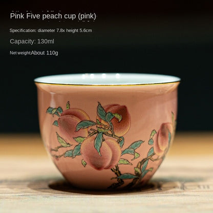 Retro Pink Five Peach Tea Cup