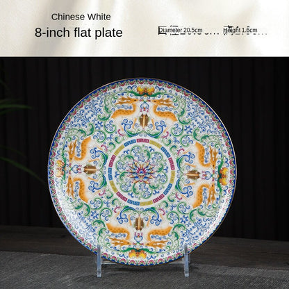 Court Style Enamel Bone China Golden Edge Tableware