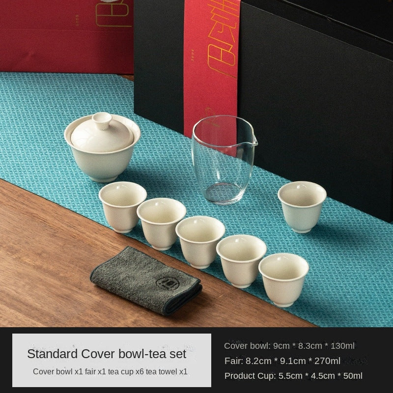 Light Luxury High-End Grass and Wood Gray Glaze Tea Set