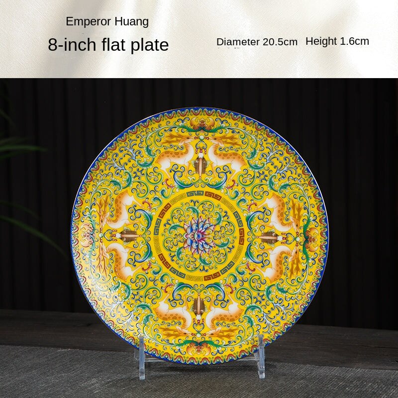 Court Style Enamel Bone China Golden Edge Tableware