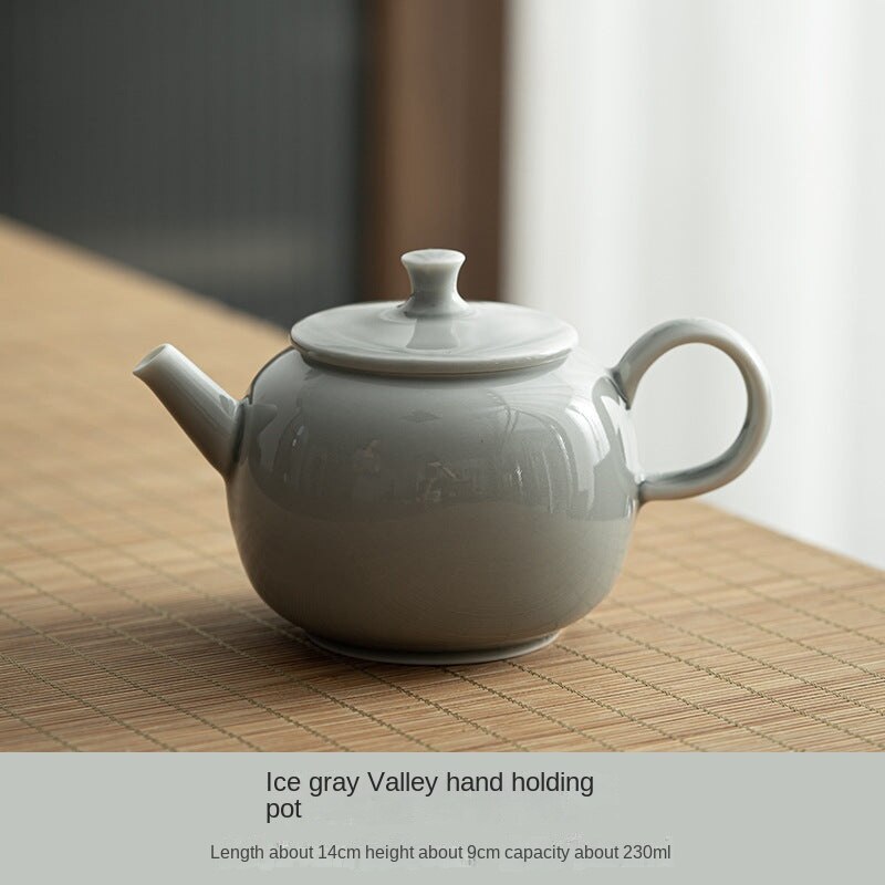 Ice Gray Glaze Travel Valley Hand Holding Teapot