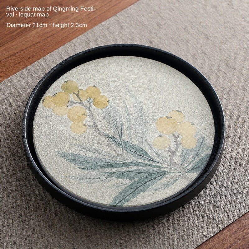 Round Quick-Drying Absorbent Ceramic Tea Tray