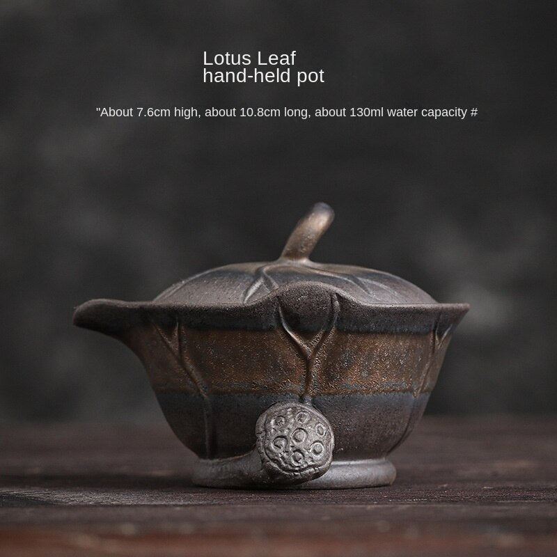 Lotus Leaf Pot Old Rock Clay Gilding Iron Glaze Gaiwan