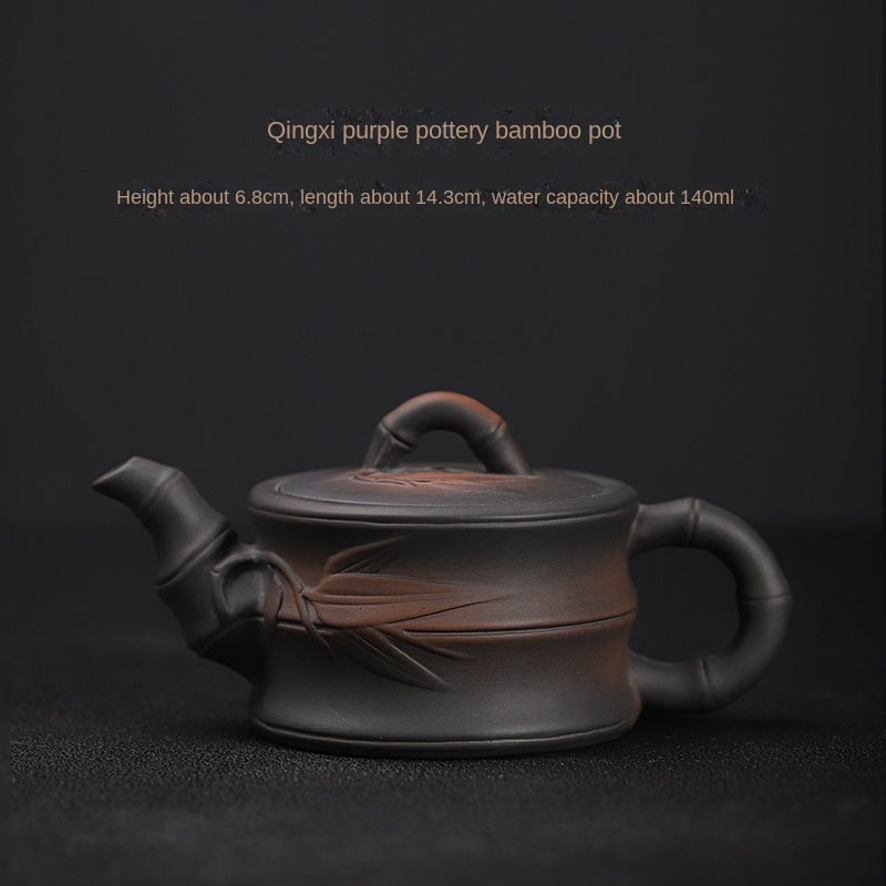 Qingxi Purple Pottery Bamboo Teapot