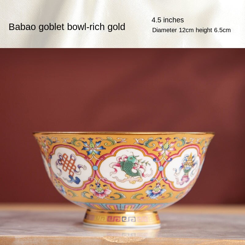 Auspicious Enamel Color Bone China Ceramic Bowl