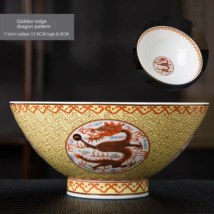 Chinese Patterned Rain-Hat Shaped Gold Painting Bowl