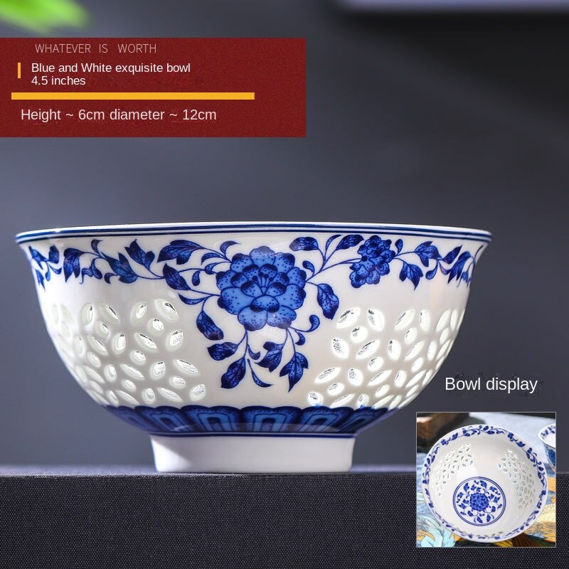 Antique Rice-pattern Decorated Porcelain Bowl