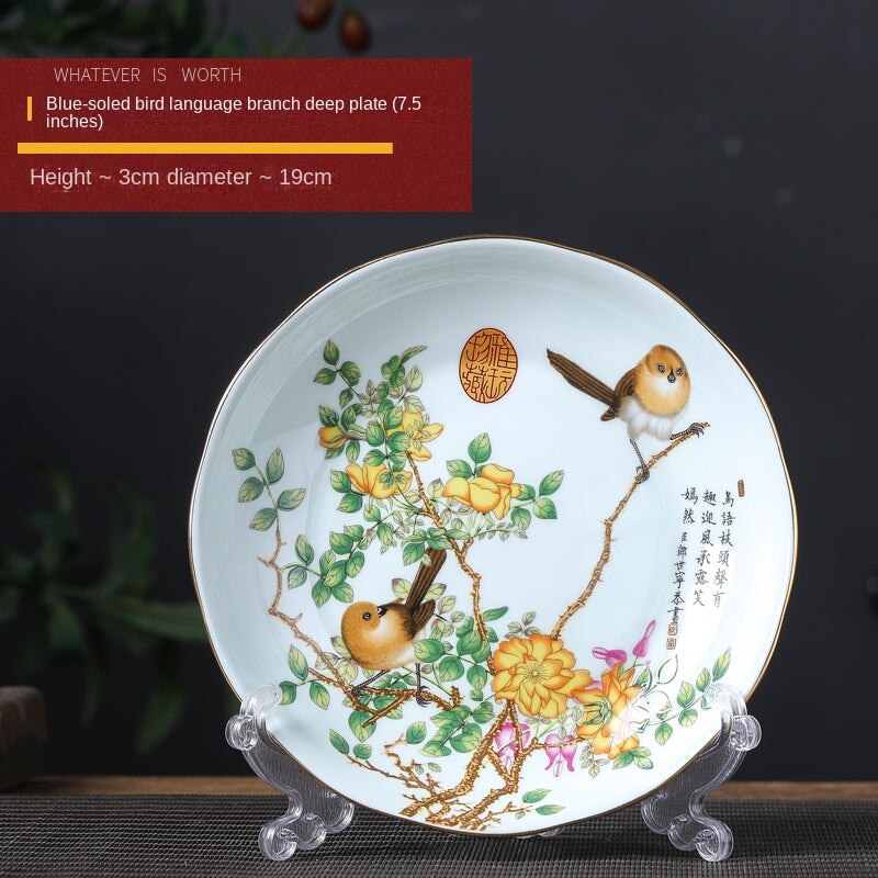Flowers and Birds Enamel Color Noble Bone China Plate