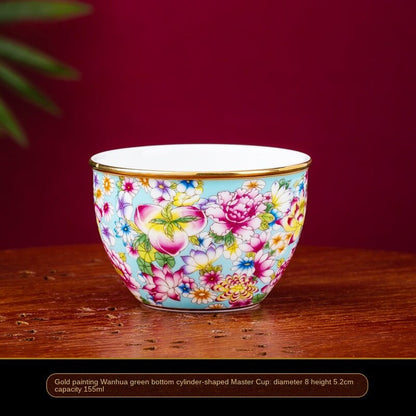 Gold Painted Flowers Enamel Color Noble Bone China Cup