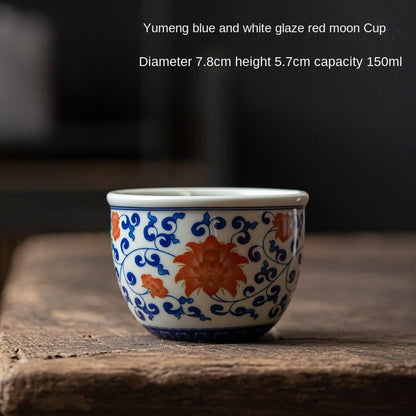 Glazed Red Blue and White Master Cup