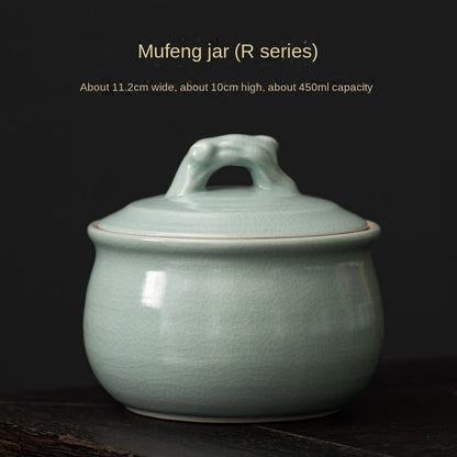 Ru Ware Zen Wing Cracked Glaze Design Tea Jar