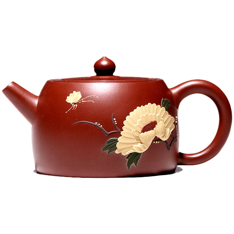 Yixing Purple Clay Butterfly and Flower Teapot