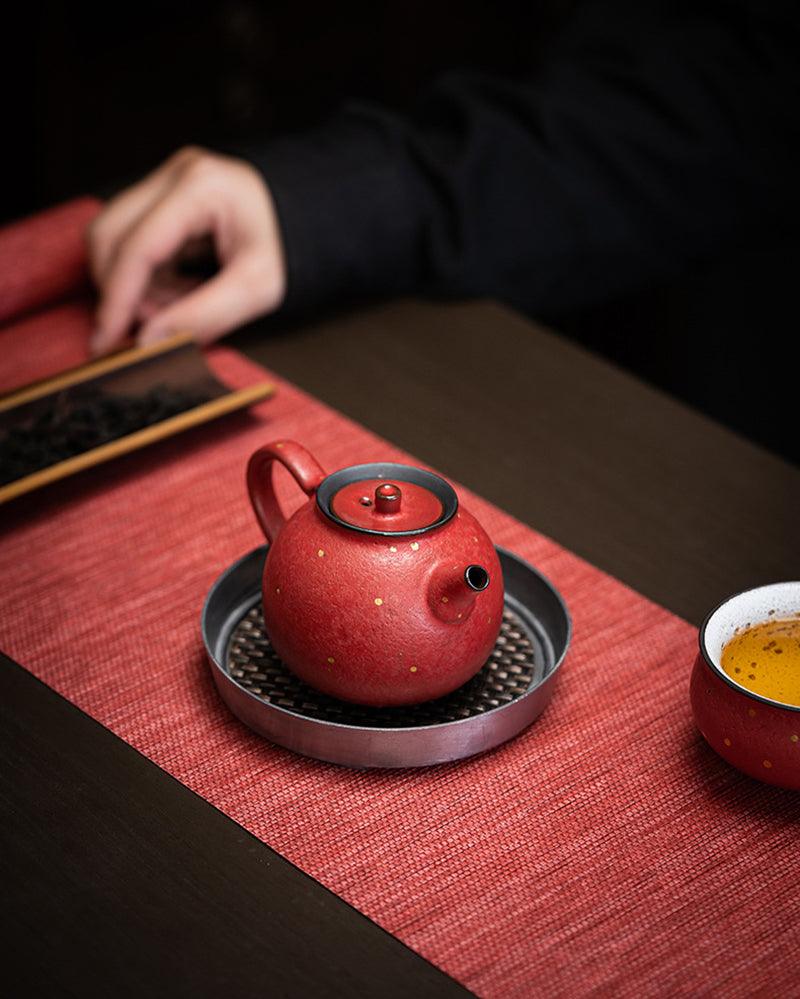 Handmade Pinkish Orange Glaze Porcelain Teapot - gloriouscollection