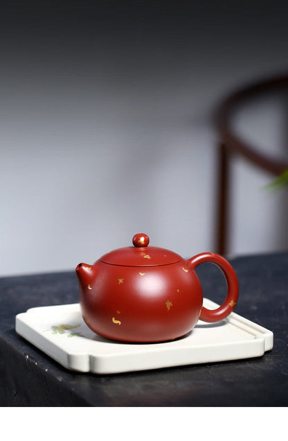 Yixing Purple Clay Gilded Xi Shi Teapot
