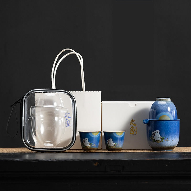 Portable Mid-Autumn Festival Ceramic Tea Set