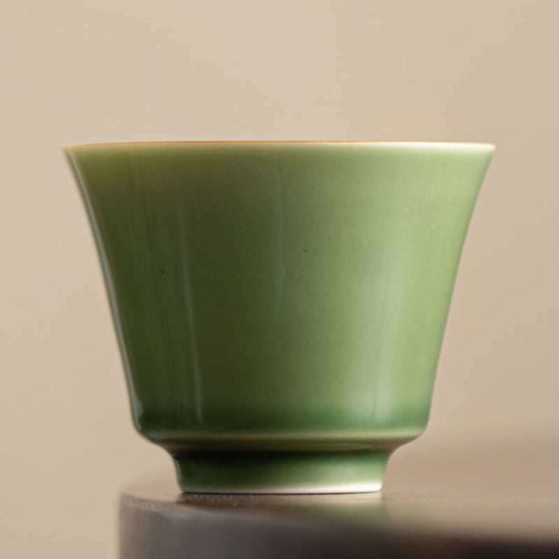 Japanese Style Porcelain Green Glass Glaze Tea Cup