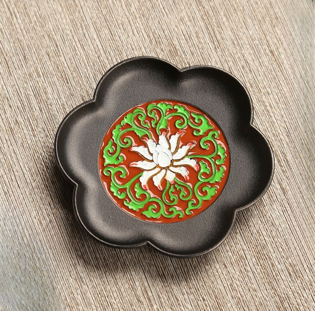 Retro Chinese Style Alloy Saucer Kung Fu Tea Coaster