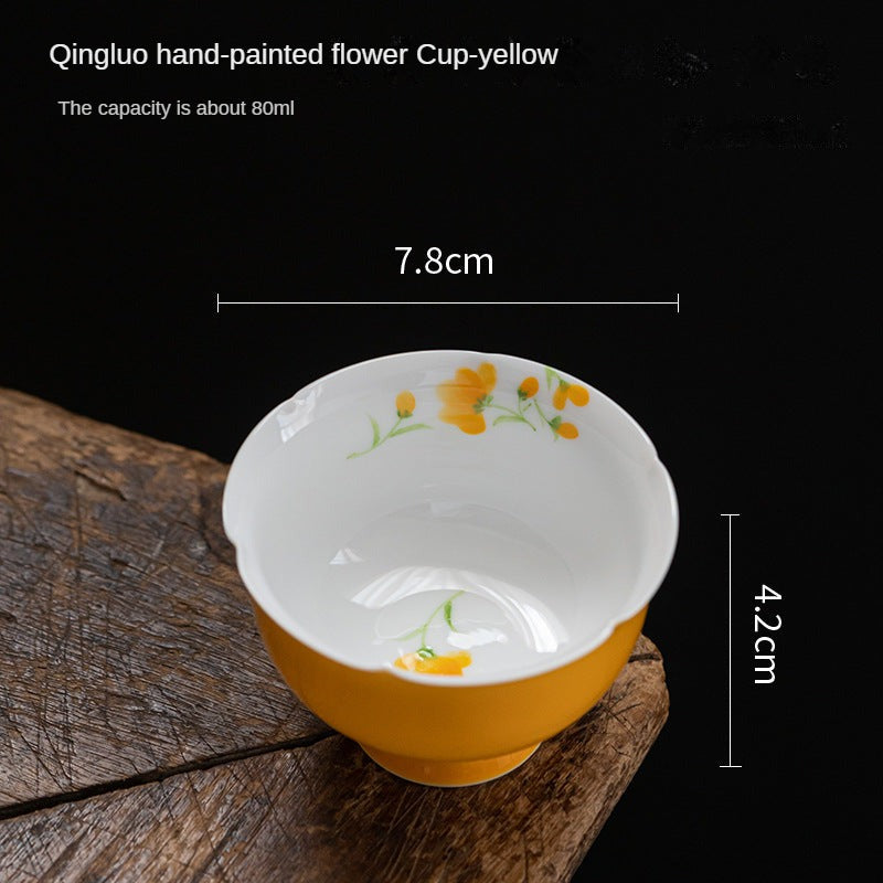 Dehua Qingluo Hand-painted Flower Cup
