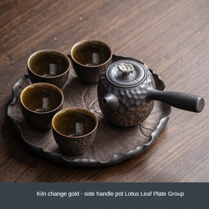 Japanese Simple Retro Kiln Change Gold Kung Fu Tea Set