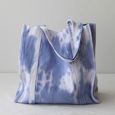 Tie Dyed Shoulder Bag With Large Capacity Canvas Bag