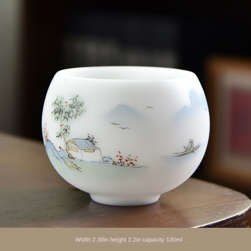 Ice Sheep Fat Jade Porcelain Tea Cup