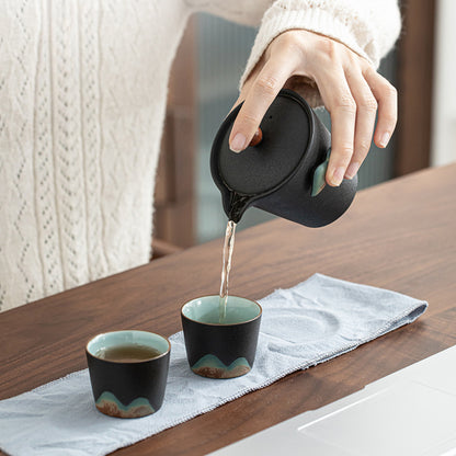 Japanese-Style Hand-Painted Yuanshan Travel Tea Set