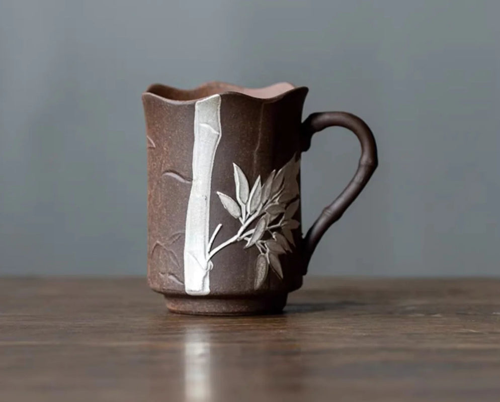 Retro Stoneware Silver Gilded Ceramic Water Mug