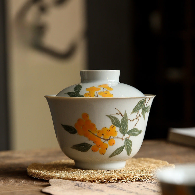 Underglaze Hand Painted Loquat Gaiwan