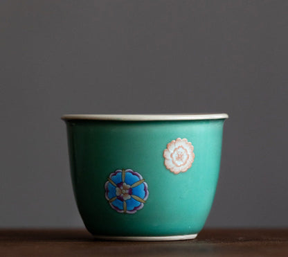 Japanese Turquoise Green Ceramic Tea Cup